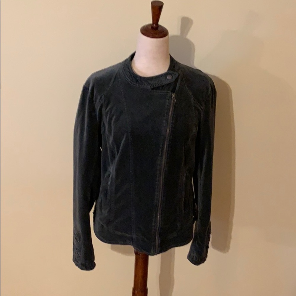 Green Velvet moto jacket